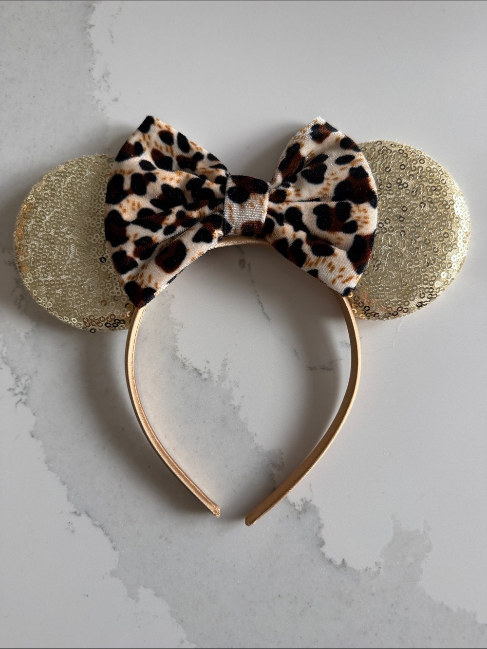 Leopard Bow Sequin Mouse Ear Headband - Kids Accessories